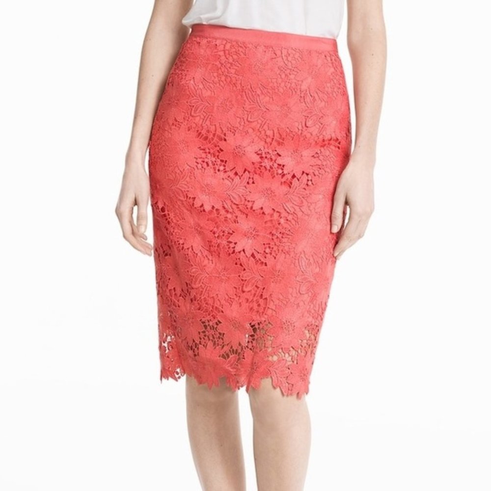 White House Black Market Floral Lace Pencil Skirt